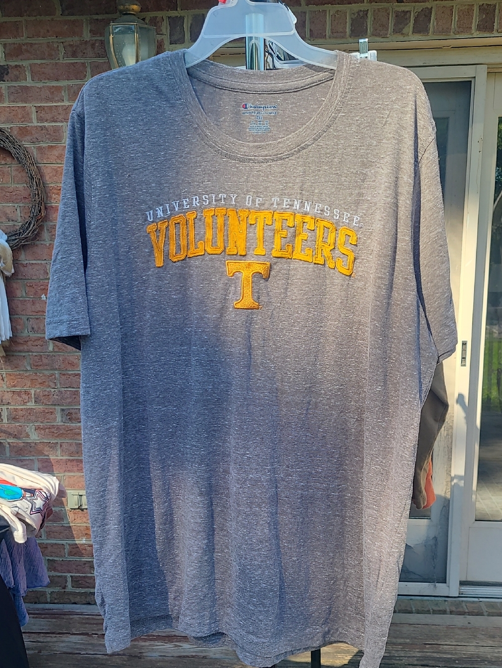 Champion University of Tennessee Volunteers Gray Tee Shirt Orange Logo 2XL Sport